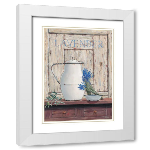 Lavender III White Modern Wood Framed Art Print with Double Matting by Renee