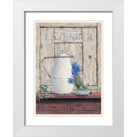 Lavender III White Modern Wood Framed Art Print with Double Matting by Renee