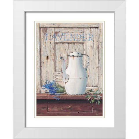 Lavender IV White Modern Wood Framed Art Print with Double Matting by Renee