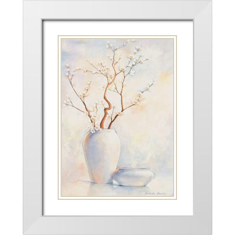 White vase II White Modern Wood Framed Art Print with Double Matting by Boucher, Nathalie