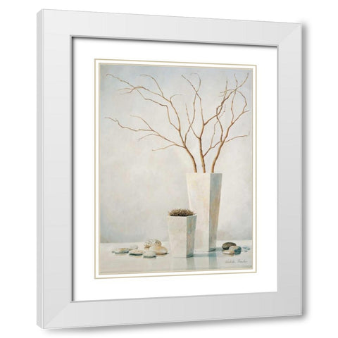 Twigs II White Modern Wood Framed Art Print with Double Matting by Boucher, Nathalie