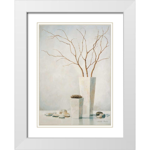 Twigs II White Modern Wood Framed Art Print with Double Matting by Boucher, Nathalie