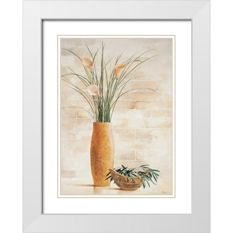 Grass in vase II White Modern Wood Framed Art Print with Double Matting by Renee