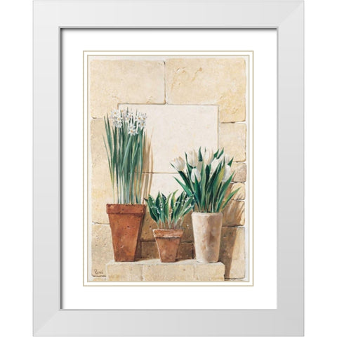 Three in a row White Modern Wood Framed Art Print with Double Matting by Renee