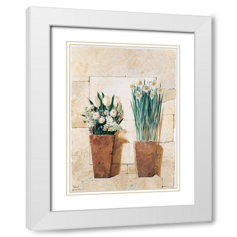 Two in a row White Modern Wood Framed Art Print with Double Matting by Renee