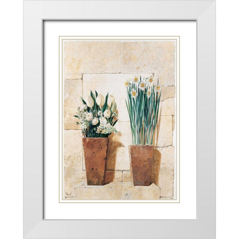 Two in a row White Modern Wood Framed Art Print with Double Matting by Renee