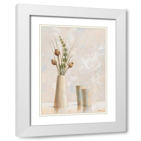 Vase and bowl II White Modern Wood Framed Art Print with Double Matting by Renee