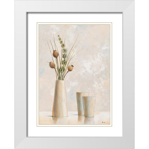Vase and bowl II White Modern Wood Framed Art Print with Double Matting by Renee