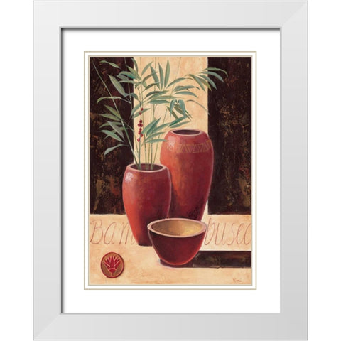 Bambuseo White Modern Wood Framed Art Print with Double Matting by Renee