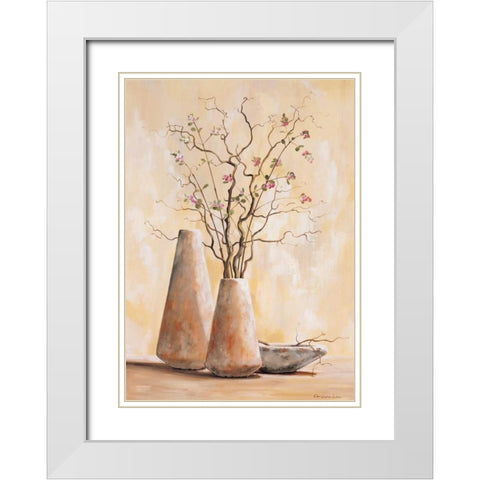 Red berries I White Modern Wood Framed Art Print with Double Matting by Lien, Christopher