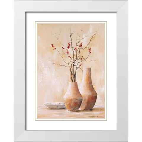 Red berries IV White Modern Wood Framed Art Print with Double Matting by Lien, Christopher