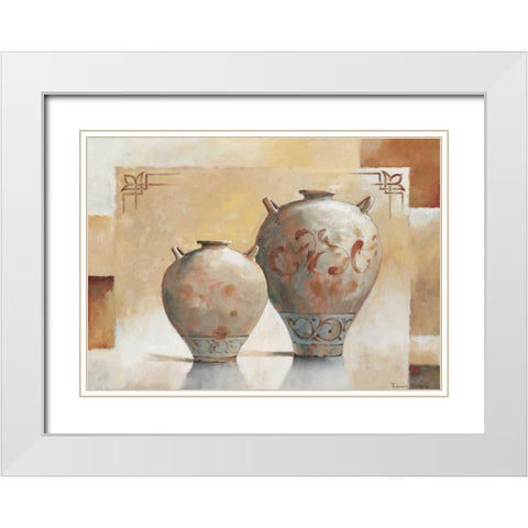 Vases I White Modern Wood Framed Art Print with Double Matting by Alberto, Tanya