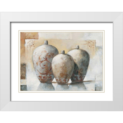 Vases IV White Modern Wood Framed Art Print with Double Matting by Alberto, Tanya
