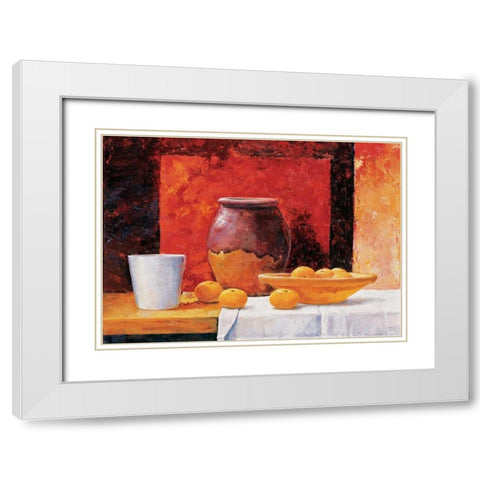 Stillife in red I White Modern Wood Framed Art Print with Double Matting by Nauts, Frans