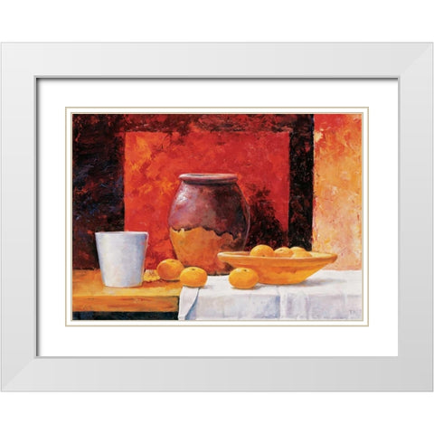 Stillife in red I White Modern Wood Framed Art Print with Double Matting by Nauts, Frans