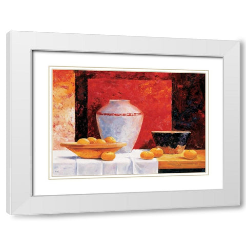 Stillife in red II White Modern Wood Framed Art Print with Double Matting by Nauts, Frans