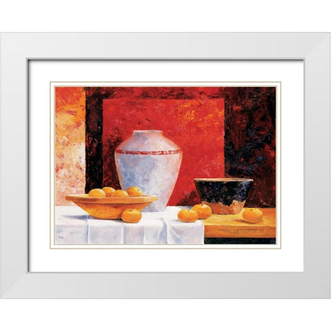 Stillife in red II White Modern Wood Framed Art Print with Double Matting by Nauts, Frans