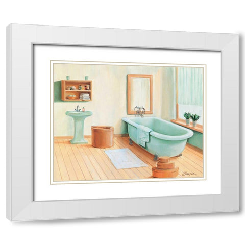 Bathroom in green I White Modern Wood Framed Art Print with Double Matting by Jasper