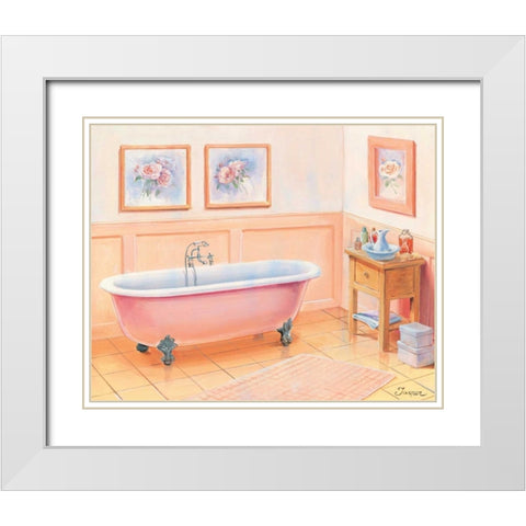 Bathroom in pink I White Modern Wood Framed Art Print with Double Matting by Jasper