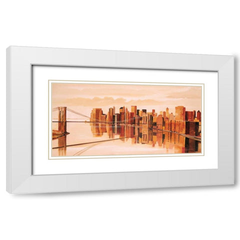 Cityview II White Modern Wood Framed Art Print with Double Matting by Renee