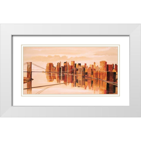 Cityview II White Modern Wood Framed Art Print with Double Matting by Renee