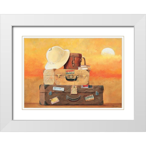 Travel II White Modern Wood Framed Art Print with Double Matting by Jasper