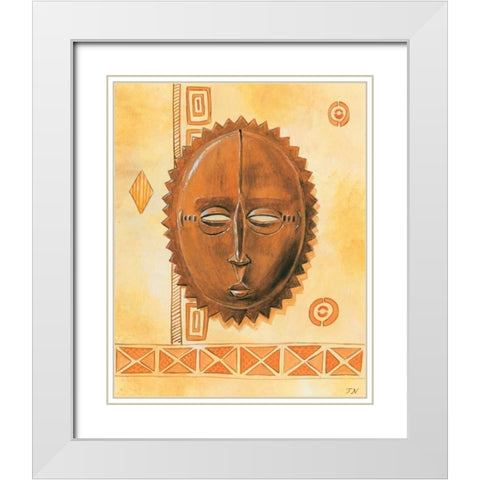 Mask IV White Modern Wood Framed Art Print with Double Matting by Nauts, Frans