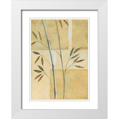 Bamboo II White Modern Wood Framed Art Print with Double Matting by Prosnov, Valerie