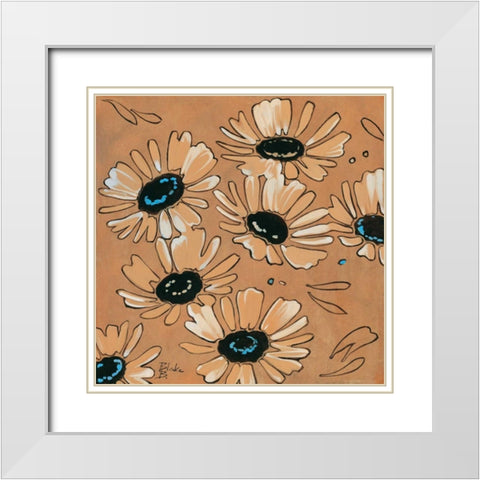 Happy daisies I White Modern Wood Framed Art Print with Double Matting by Blake B