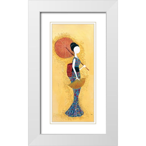Japanese lady I White Modern Wood Framed Art Print with Double Matting by Hedy