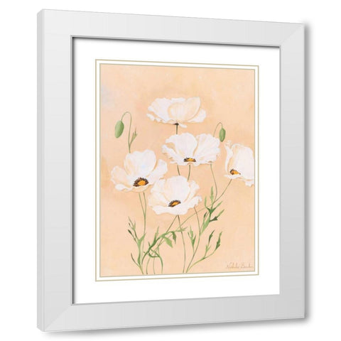 White poppy II White Modern Wood Framed Art Print with Double Matting by Boucher, Nathalie