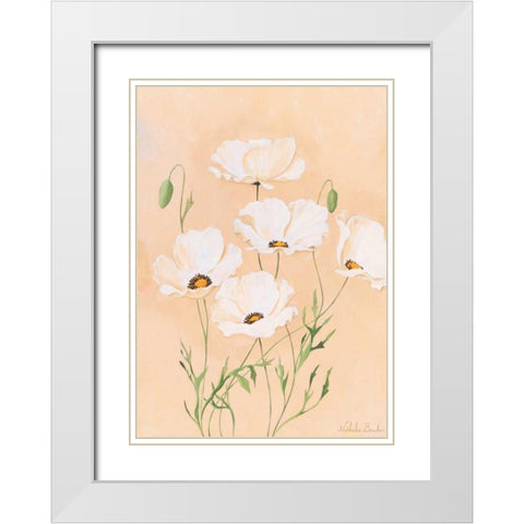 White poppy II White Modern Wood Framed Art Print with Double Matting by Boucher, Nathalie