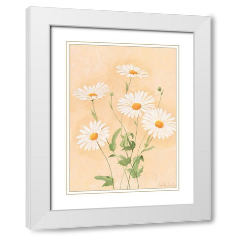 White margarite II White Modern Wood Framed Art Print with Double Matting by Boucher, Nathalie