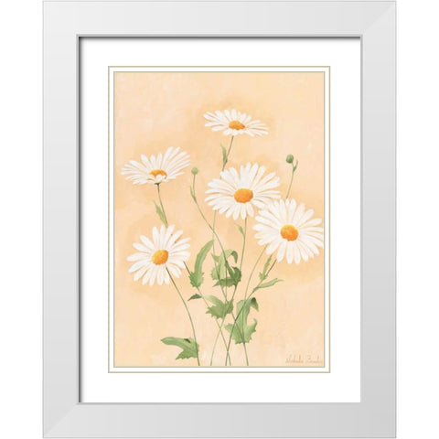 White margarite II White Modern Wood Framed Art Print with Double Matting by Boucher, Nathalie