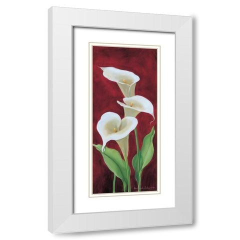 Calla on burgundy III White Modern Wood Framed Art Print with Double Matting by Schweser, Gertrud