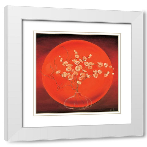 Vase in circle I White Modern Wood Framed Art Print with Double Matting by Leijs, Karin