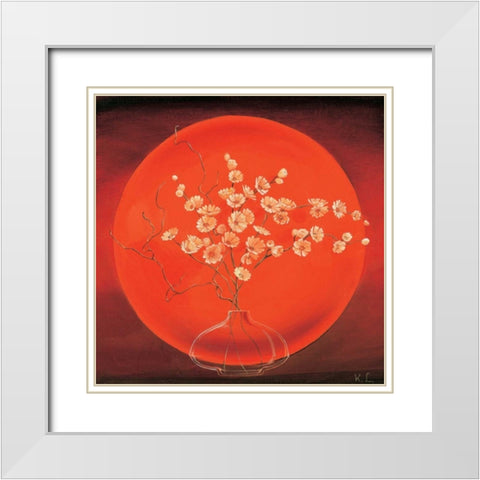 Vase in circle I White Modern Wood Framed Art Print with Double Matting by Leijs, Karin