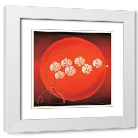 Vase in circle II White Modern Wood Framed Art Print with Double Matting by Leijs, Karin