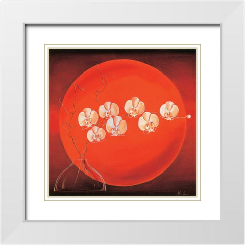 Vase in circle II White Modern Wood Framed Art Print with Double Matting by Leijs, Karin