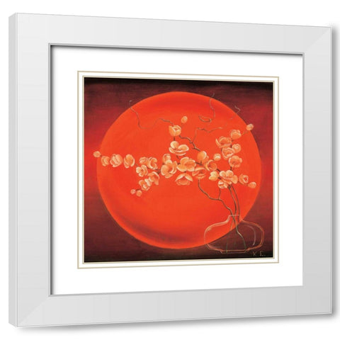 Vase in circle III White Modern Wood Framed Art Print with Double Matting by Leijs, Karin