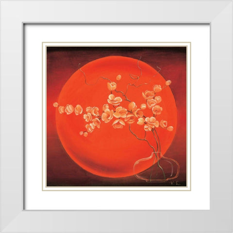 Vase in circle III White Modern Wood Framed Art Print with Double Matting by Leijs, Karin