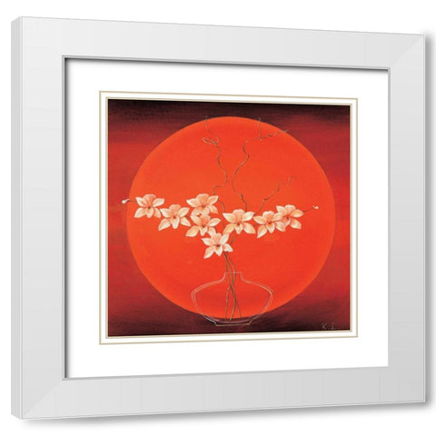 Vase in circle IV White Modern Wood Framed Art Print with Double Matting by Leijs, Karin