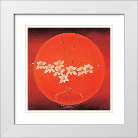 Vase in circle IV White Modern Wood Framed Art Print with Double Matting by Leijs, Karin