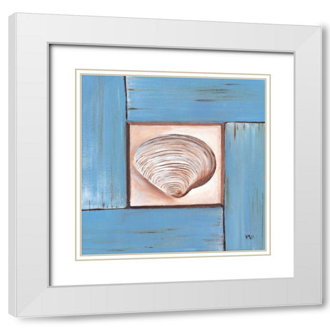 Scallop Shell White Modern Wood Framed Art Print with Double Matting by Hedy
