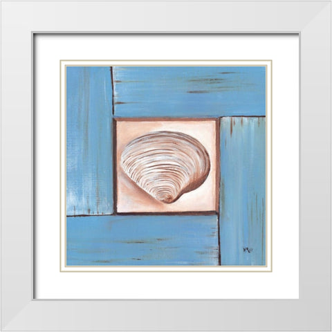 Scallop Shell White Modern Wood Framed Art Print with Double Matting by Hedy