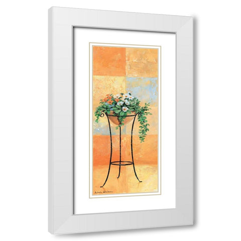 Flowers and tiles I White Modern Wood Framed Art Print with Double Matting by Gieben, Lina