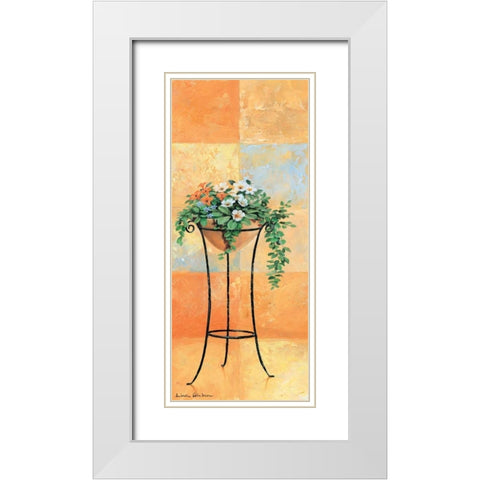 Flowers and tiles I White Modern Wood Framed Art Print with Double Matting by Gieben, Lina