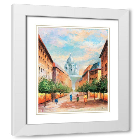 Paris II White Modern Wood Framed Art Print with Double Matting by Renee