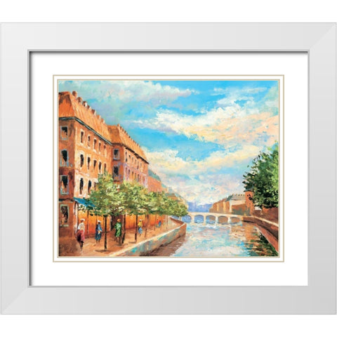 Paris IV White Modern Wood Framed Art Print with Double Matting by Renee