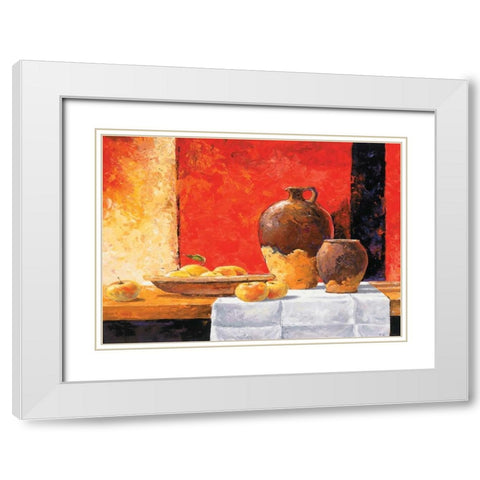 Stillife with apples I White Modern Wood Framed Art Print with Double Matting by Nauts, Frans